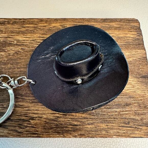 Western Leather Purse Charm Cowboy Hat Keychain NeW FAST SHIP Bag Flair - Picture 3 of 3